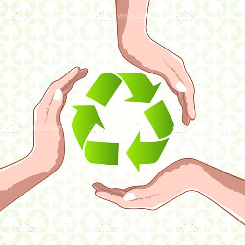 Hands Surrounding Recycle Icon